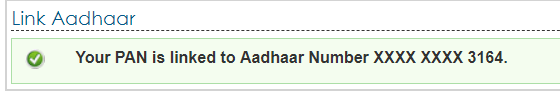 pan linked to aadhar message
