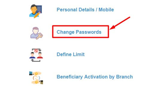 click on change passwords