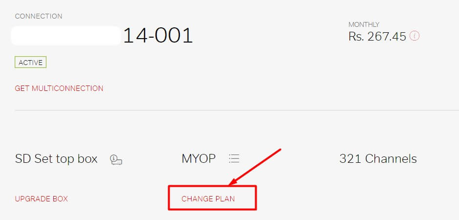 click on airtel change plan