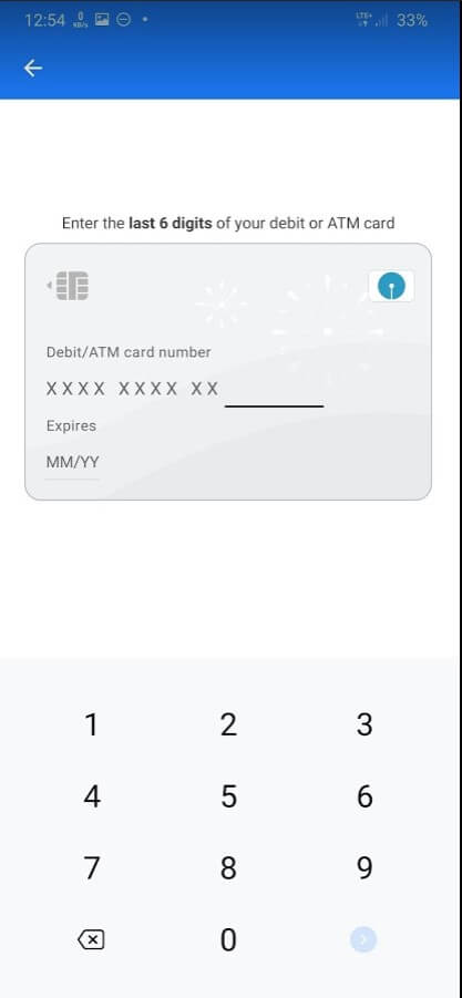 enter debit card details to create UPI PIN