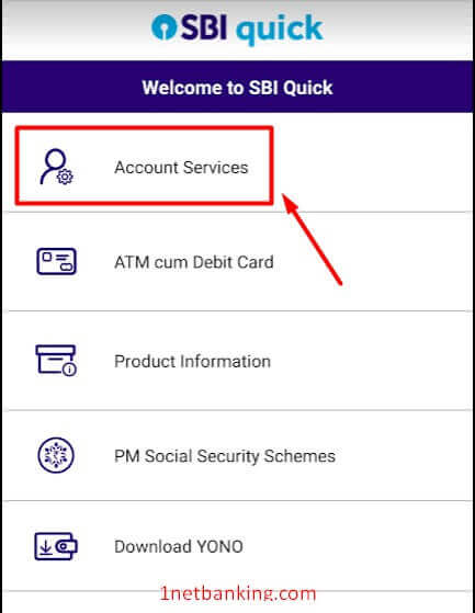 tap on account services in sbi quick