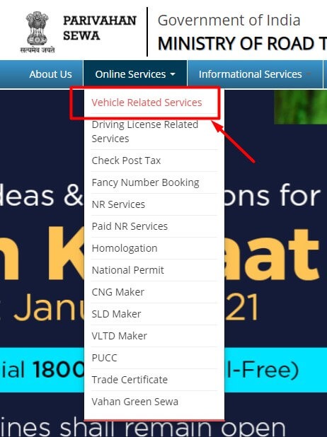 click on vehicle related service option