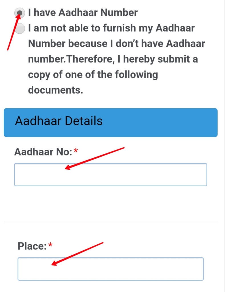 10 entering aadhar details and place in nvsp